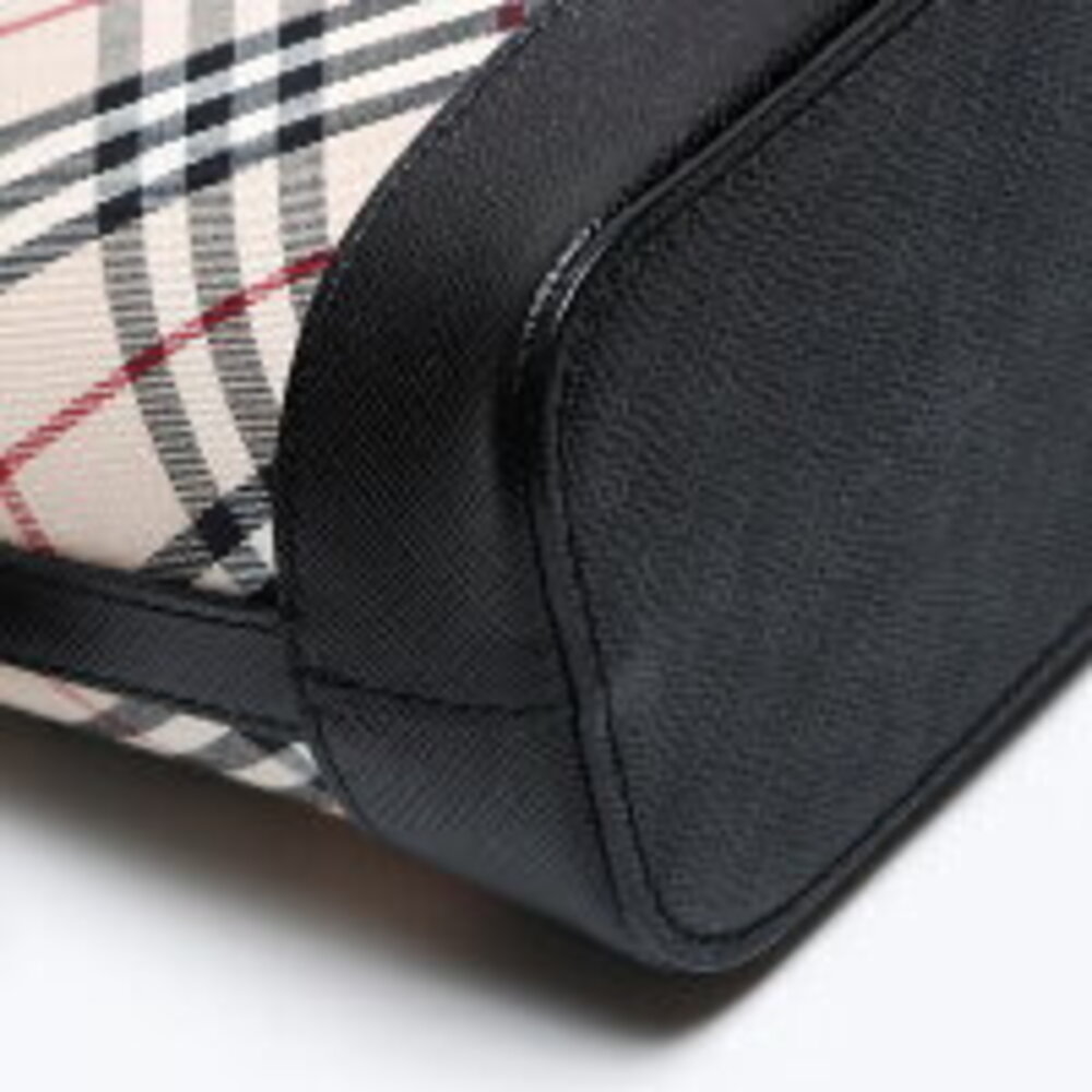 Burberry Nova Check Leather Shoulder Bag Beige Black - Picture 6 of 13